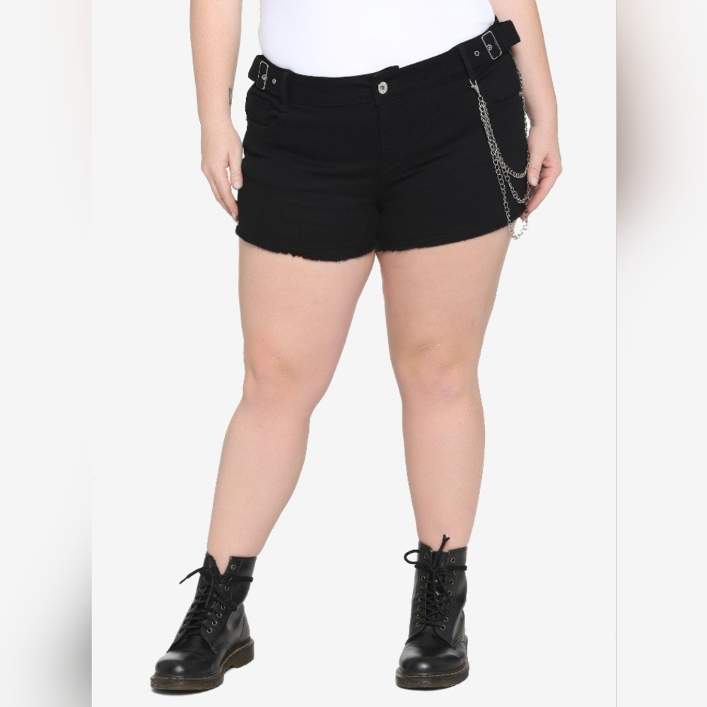 Hot Topic | Black Side Belts Denim Ultra Hi-Rise Shorts | Size 26